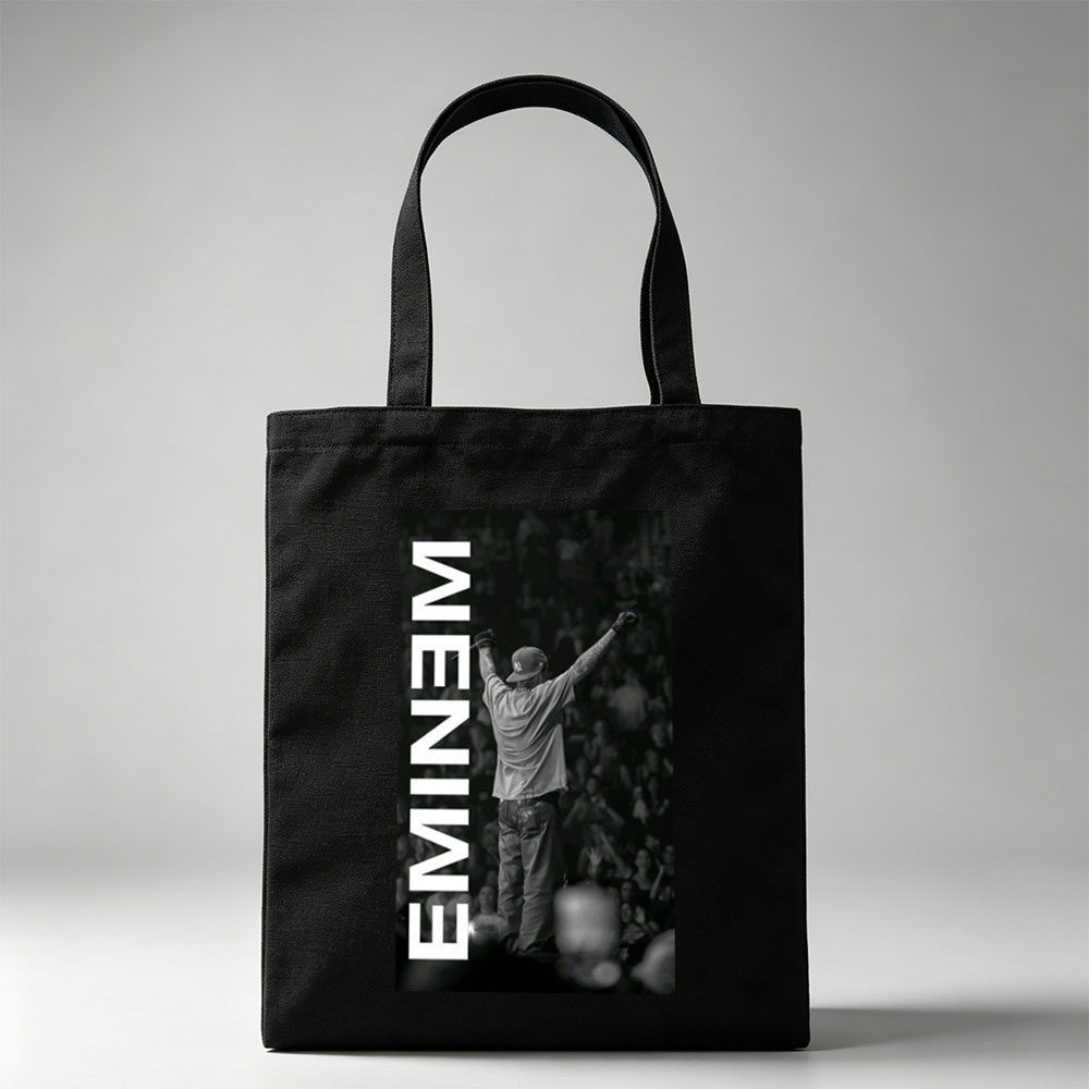 Eminem Live Performance Black and White Concert Photo - Canvas tote bags