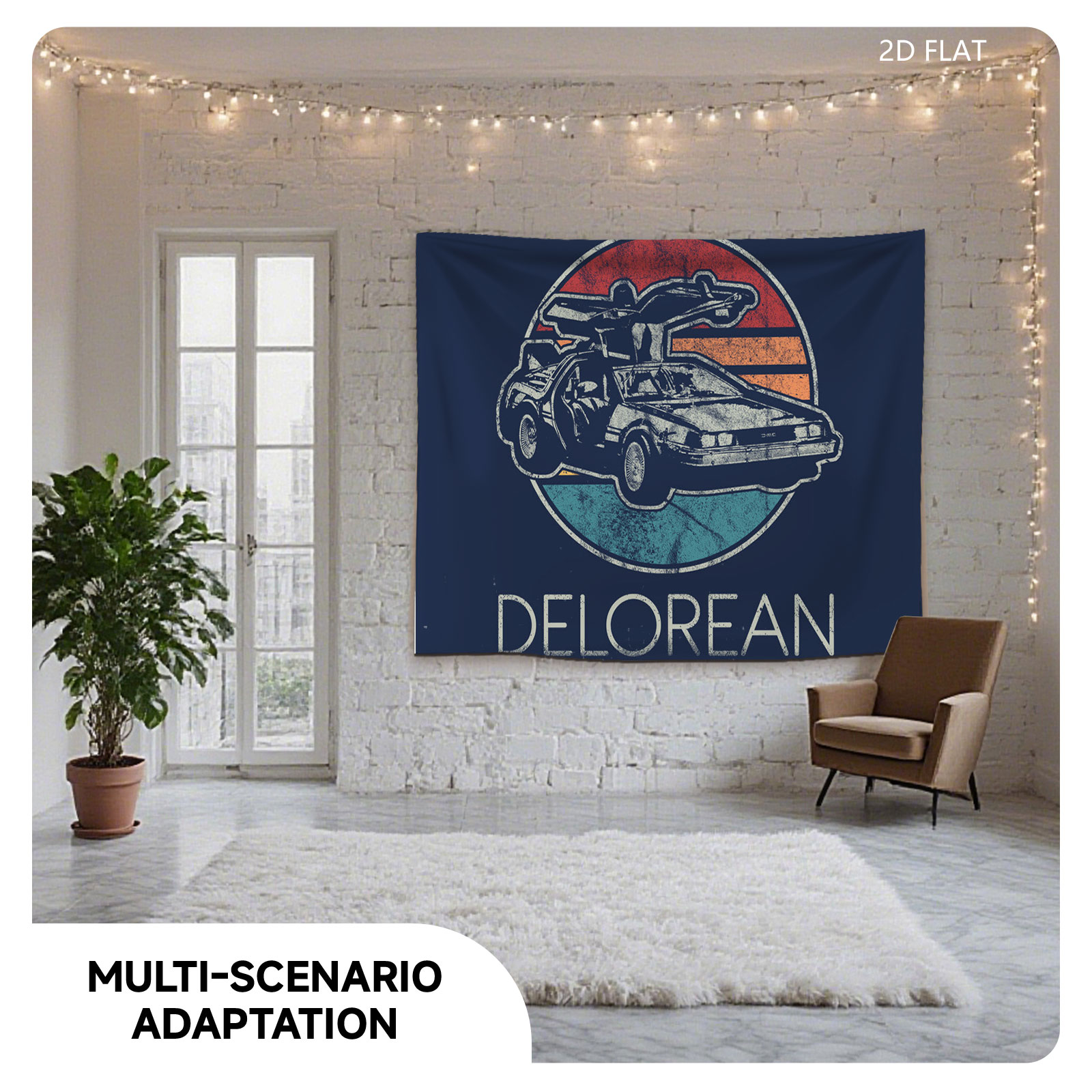 Delorean Time Machine - Back to the Future Icon - Tapestry