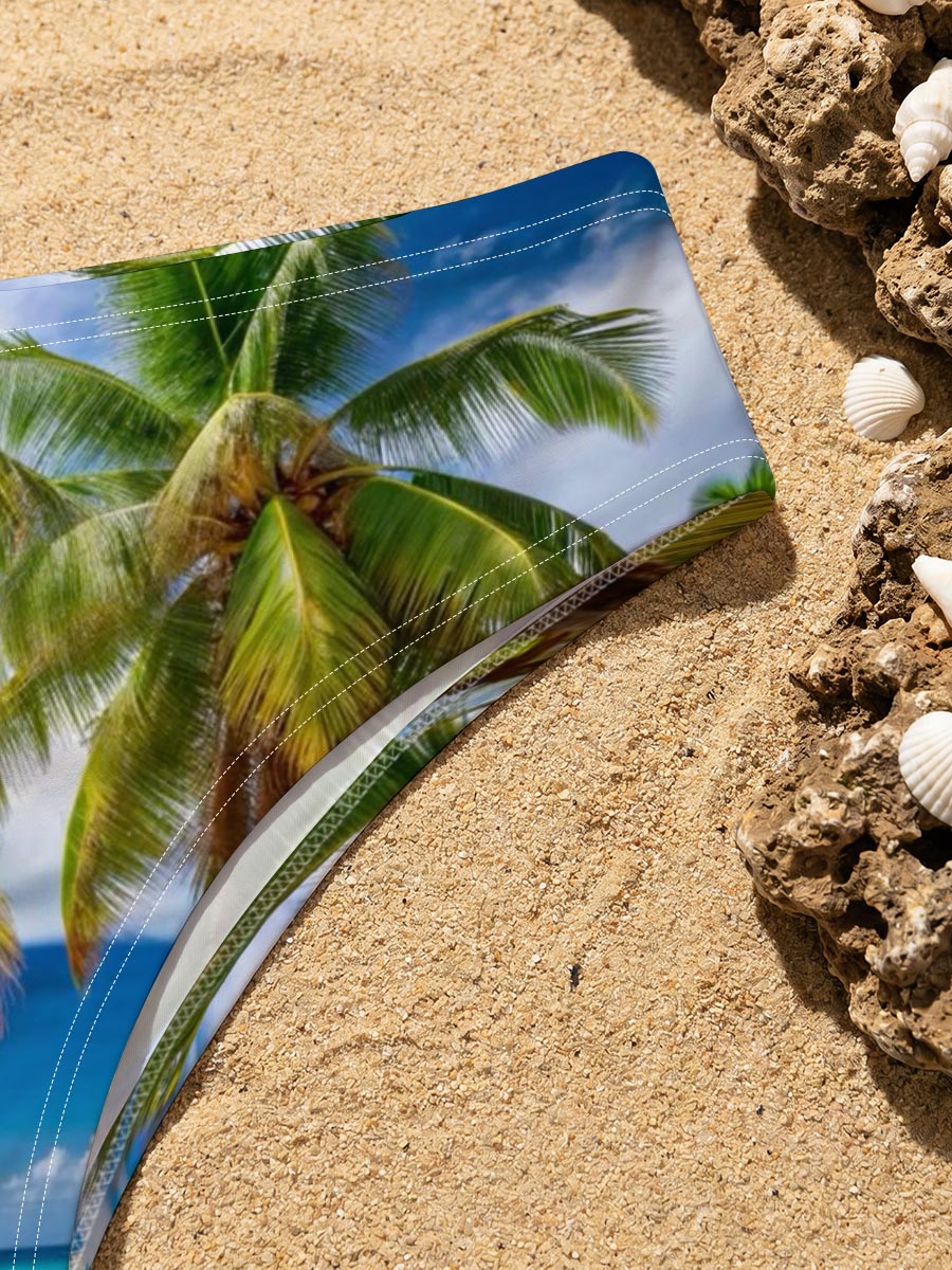 Tropical Beach with Palm Trees and Crystal Clear Water -  Men's swim trunks