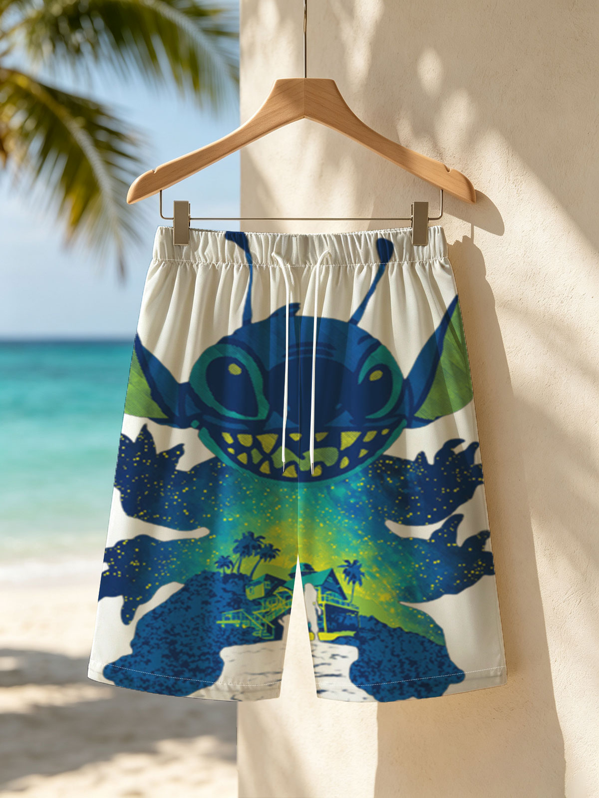 Stitch and Lilo in a Starry Night Adventure -  Beach shorts