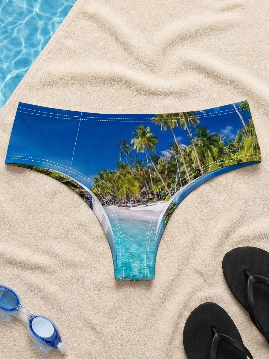 Crystal Clear Waters and Palm Trees on a Tropical Beach -  Men's swim trunks