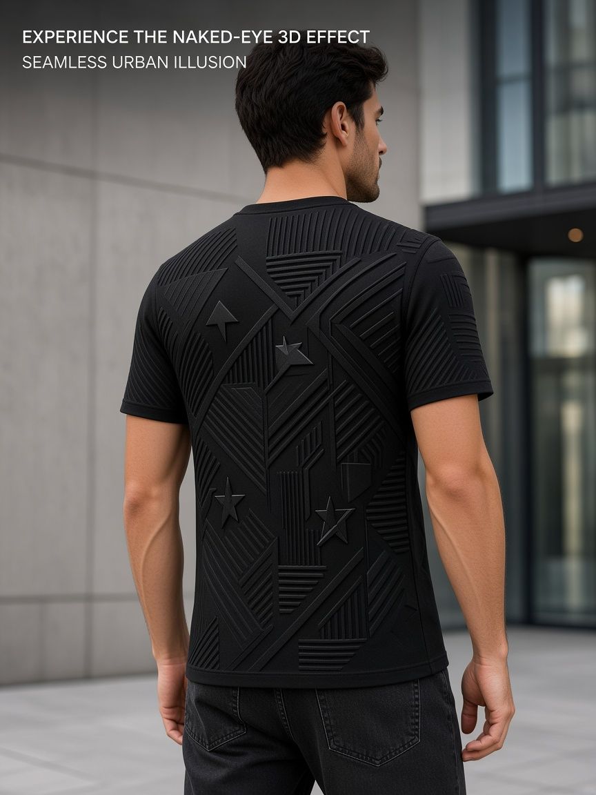 Retro 1979 Starburst 3D Optical Illusion Graphic Tee, Breathable Athletic Mesh T-Shirt, Casual and Sports Wear