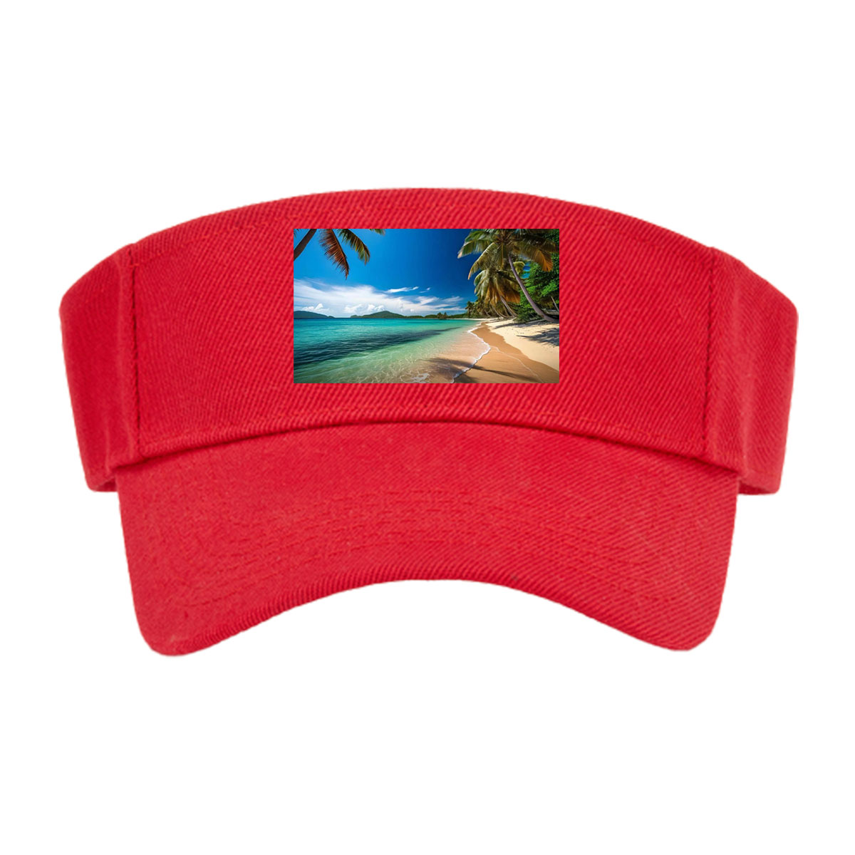 Tropical Beach with Palm Trees and Crystal Clear Water -  Visor cap
