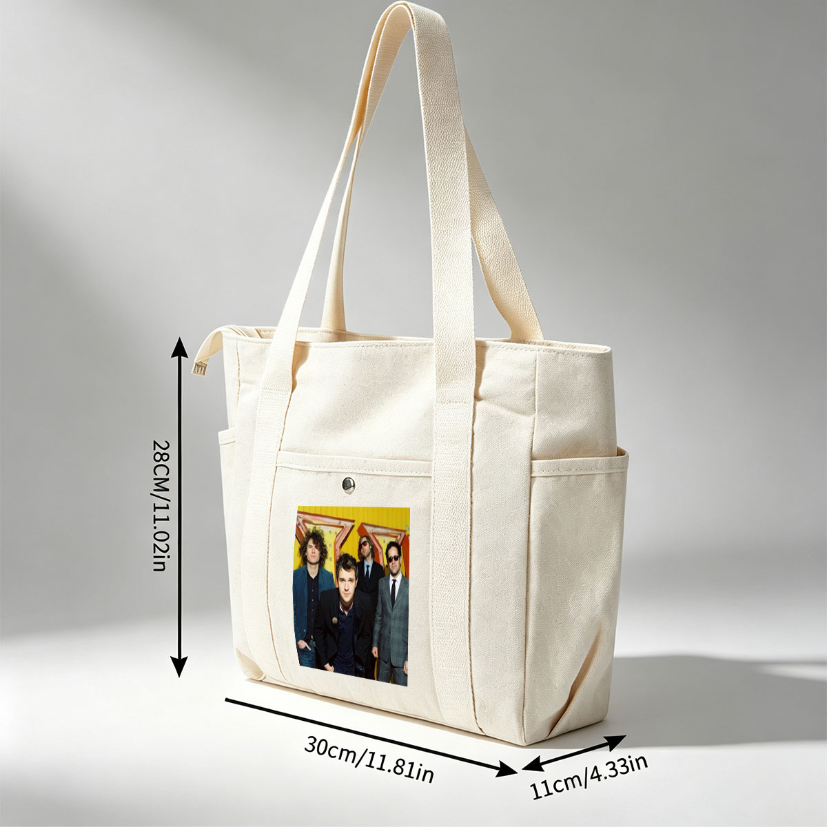 The Killers Band Members in Formal Wear Against a Vibrant Yellow Background - Multi-pocket bags