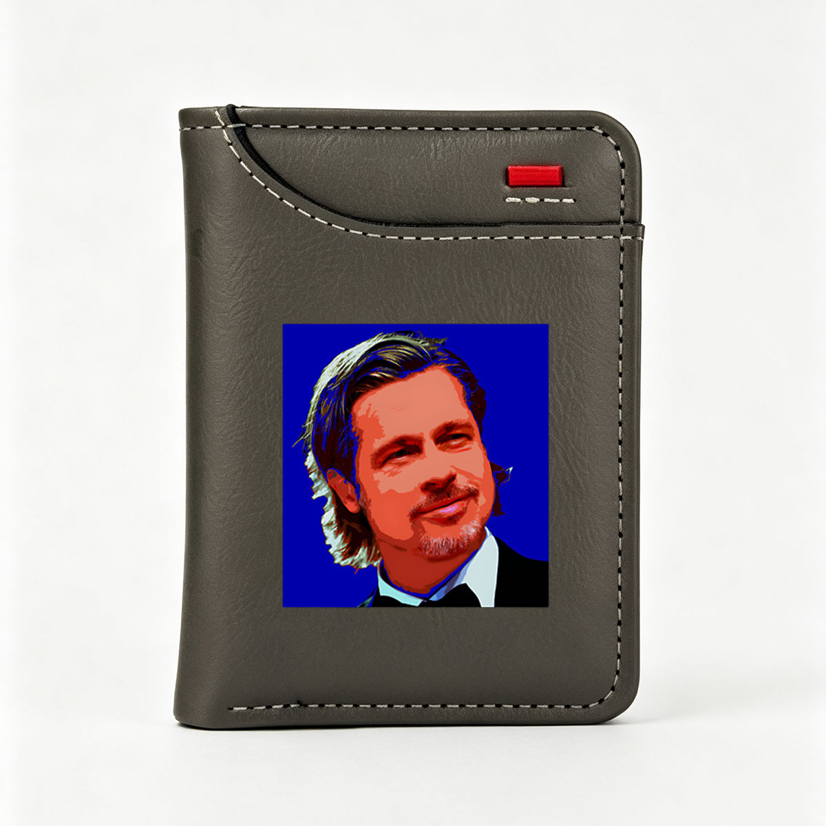 Brad Pitt in a stylized portrait with vibrant colors and bold contrasts. - Vertical Style Wallet