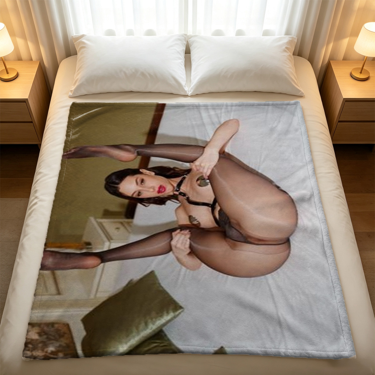Emma Watson nude on couch smiling - Blanket