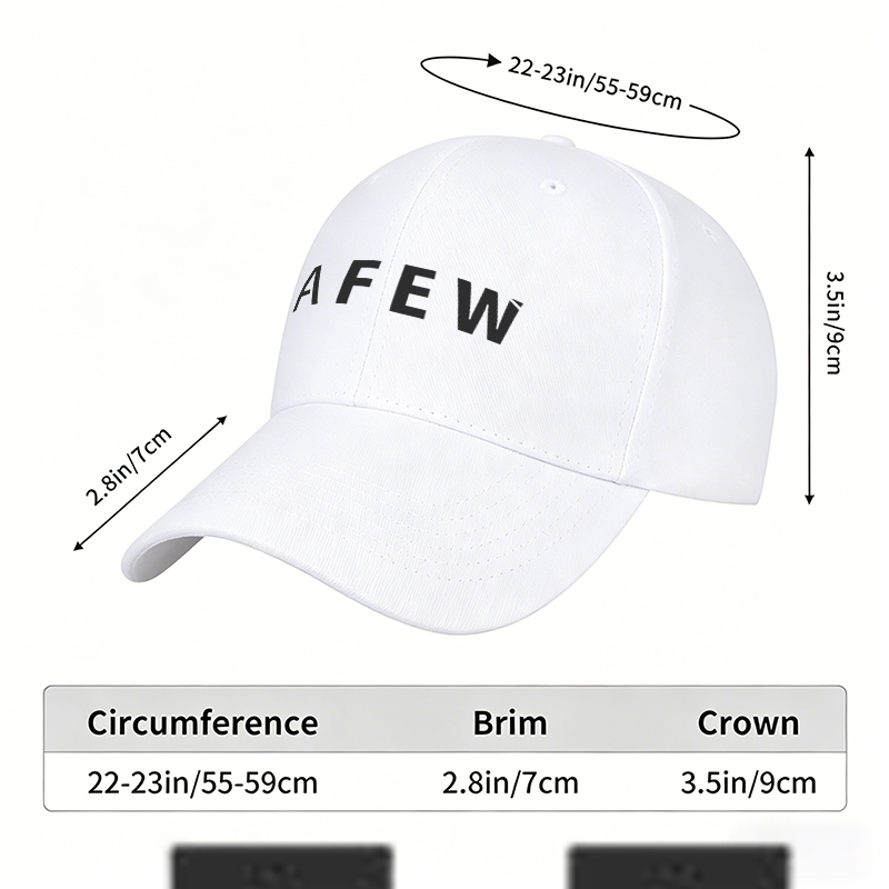Unisex Classic Baseball Cap with AFEW Logo Print - Stylish Cotton Hat for Outdoor Activities, Travel, and Casual Wear - Perfect for Adults Seeking Comfort and Fashionable Design