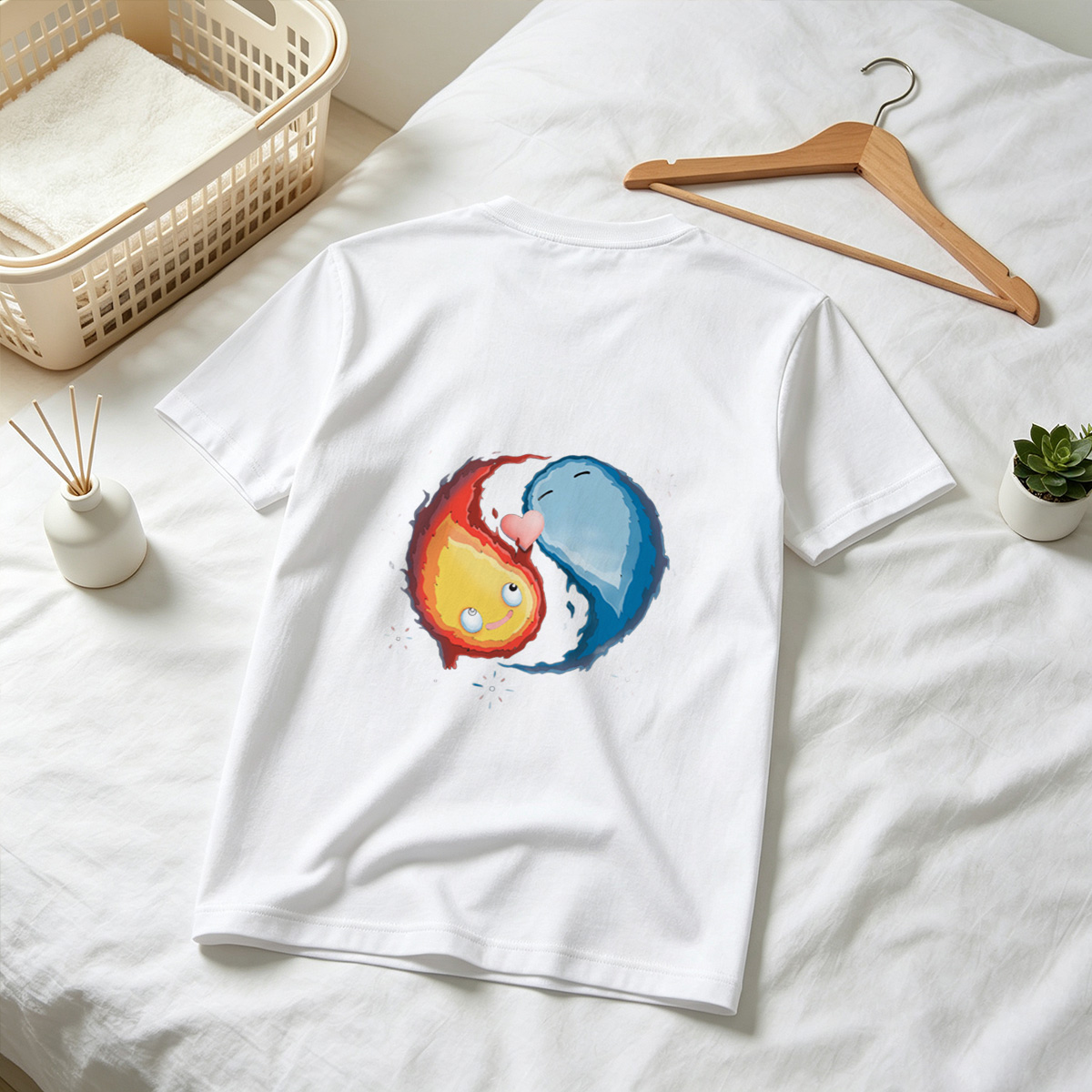Yin Yang Fire and Ice Characters in Space - Tee