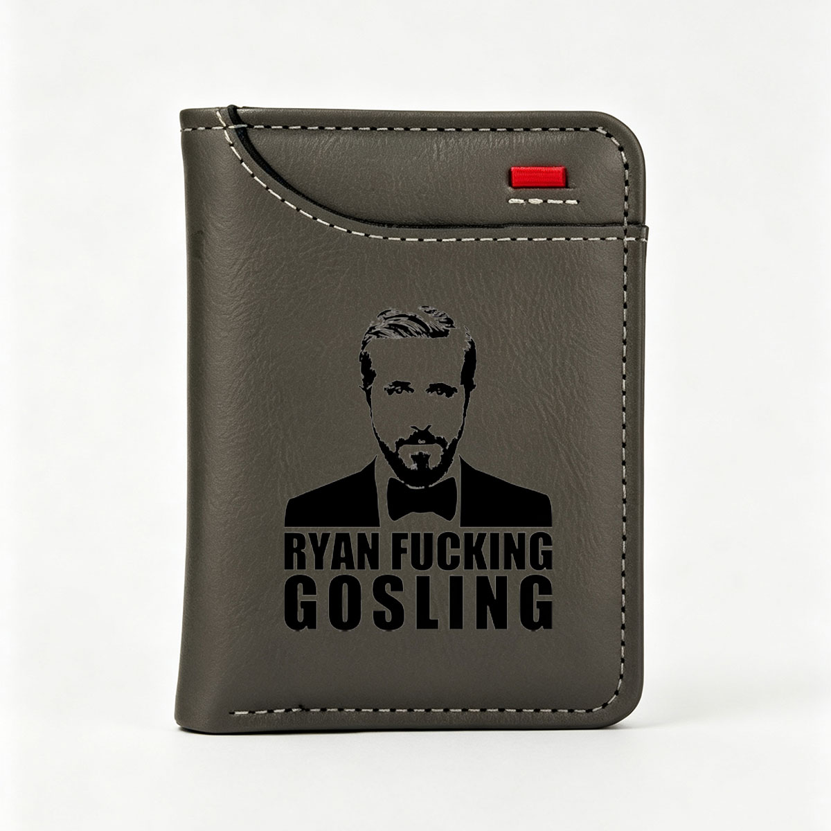 Ryan Gosling Portrait Outline with Bold Text Label - Vertical Style Wallet