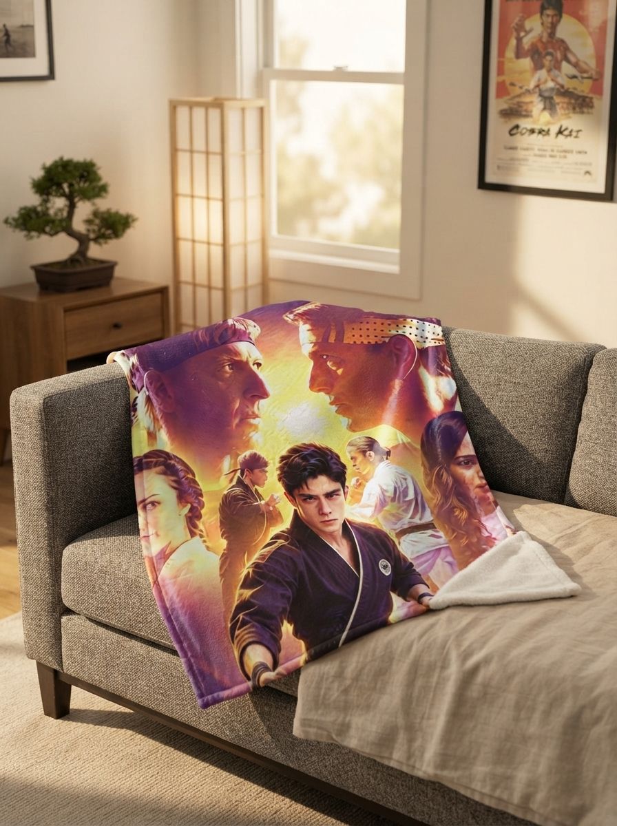 Personalized Martial Arts Headshot Flannel Fleece Throw Blanket Custom Photo Graphic Cozy Plush Bed Couch Cover Ideal