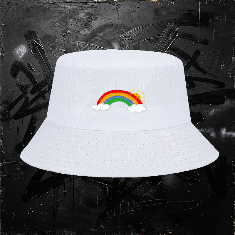 Unisex Rainbow Sun Print Bucket Hat for Outdoor Activities, Classic Stylish Design Perfect for Men and Women, Ideal for Beach, Hiking, Daily Wear, Casual Fashion Accessory