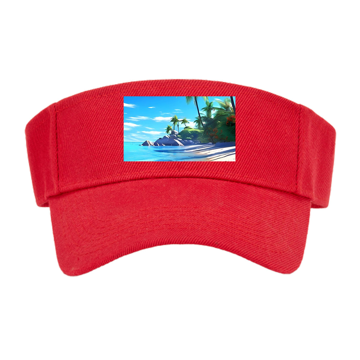 Tropical Beach with Palm Trees and Crystal Clear Water -  Visor cap