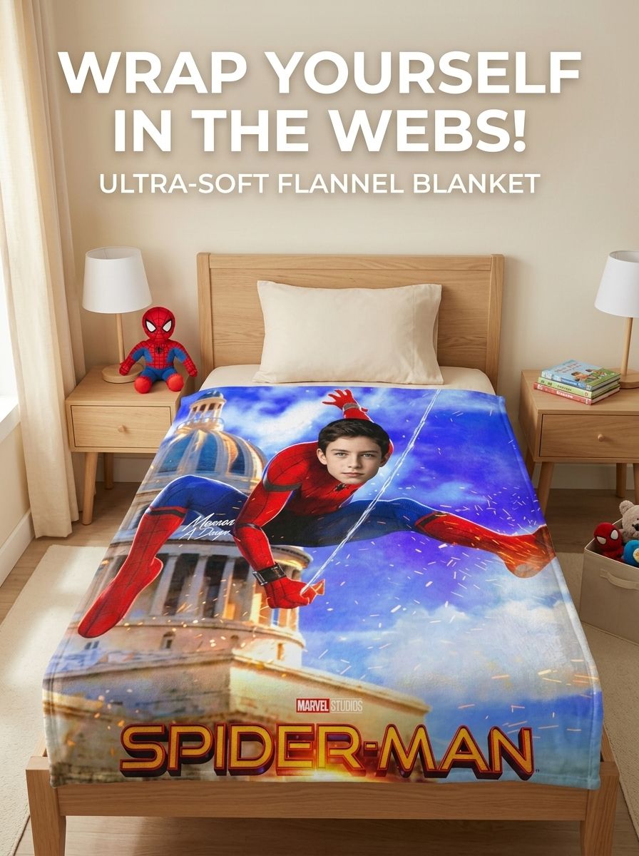Customized Avatar Superhero Flannel Fleece Blanket Personalized Face Photo Throw Lightweight Warm Cozy Anti-Pilling Quilt for Bed Couch Travel Holiday Birthday Gift