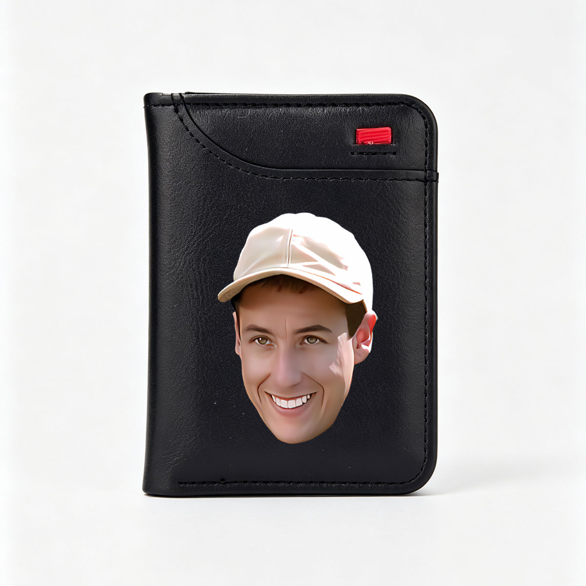 Smiling Man in White Cap - Vertical Style Wallet