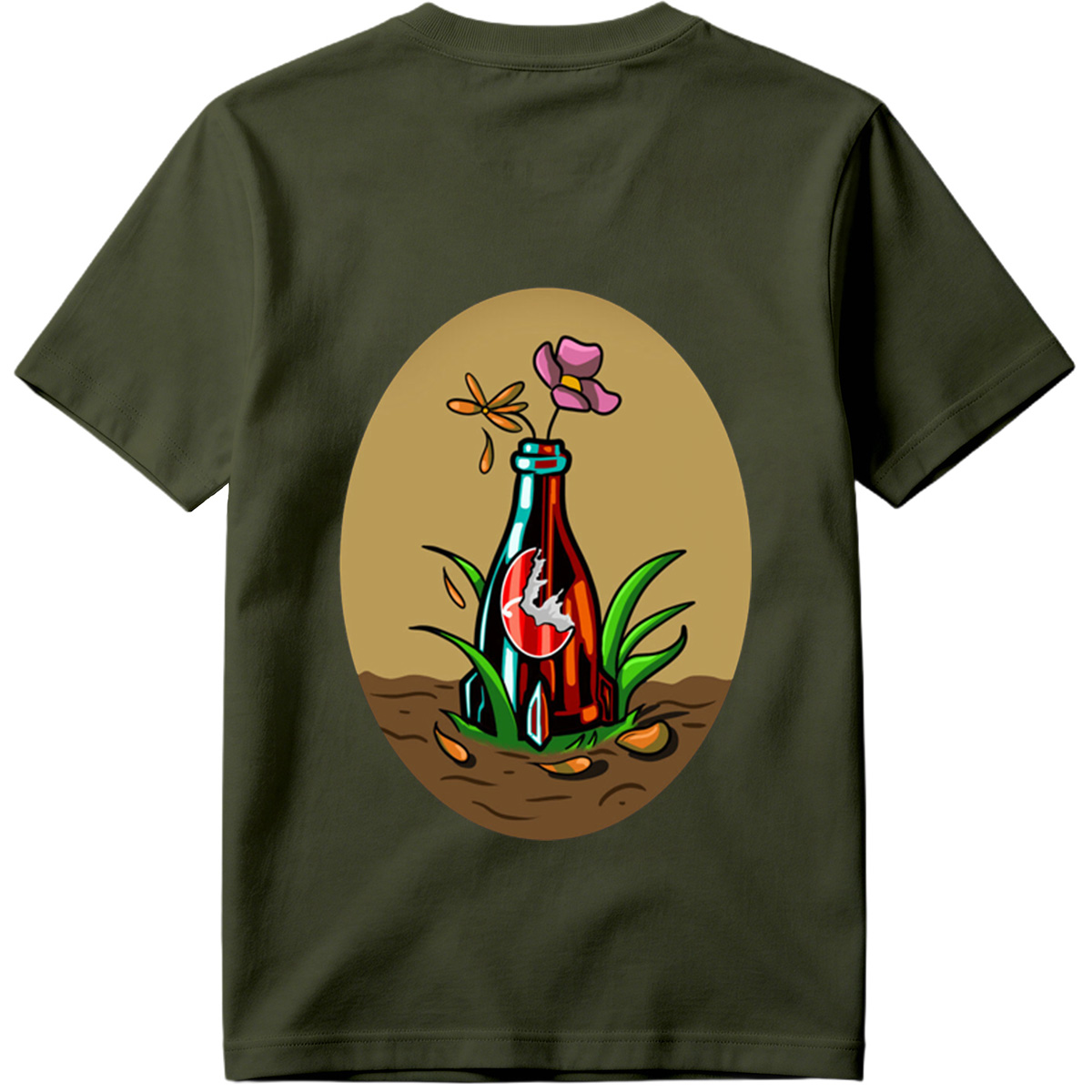 Bottle Garden with Flower and Dragonfly - Tee