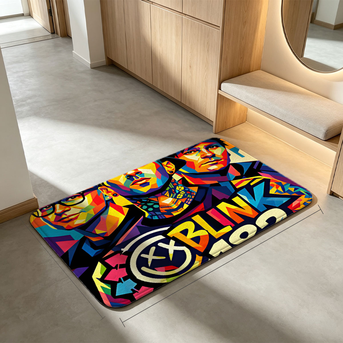 Blink-182 Band Members in Vibrant Pop Art Style - Flannel floor mat