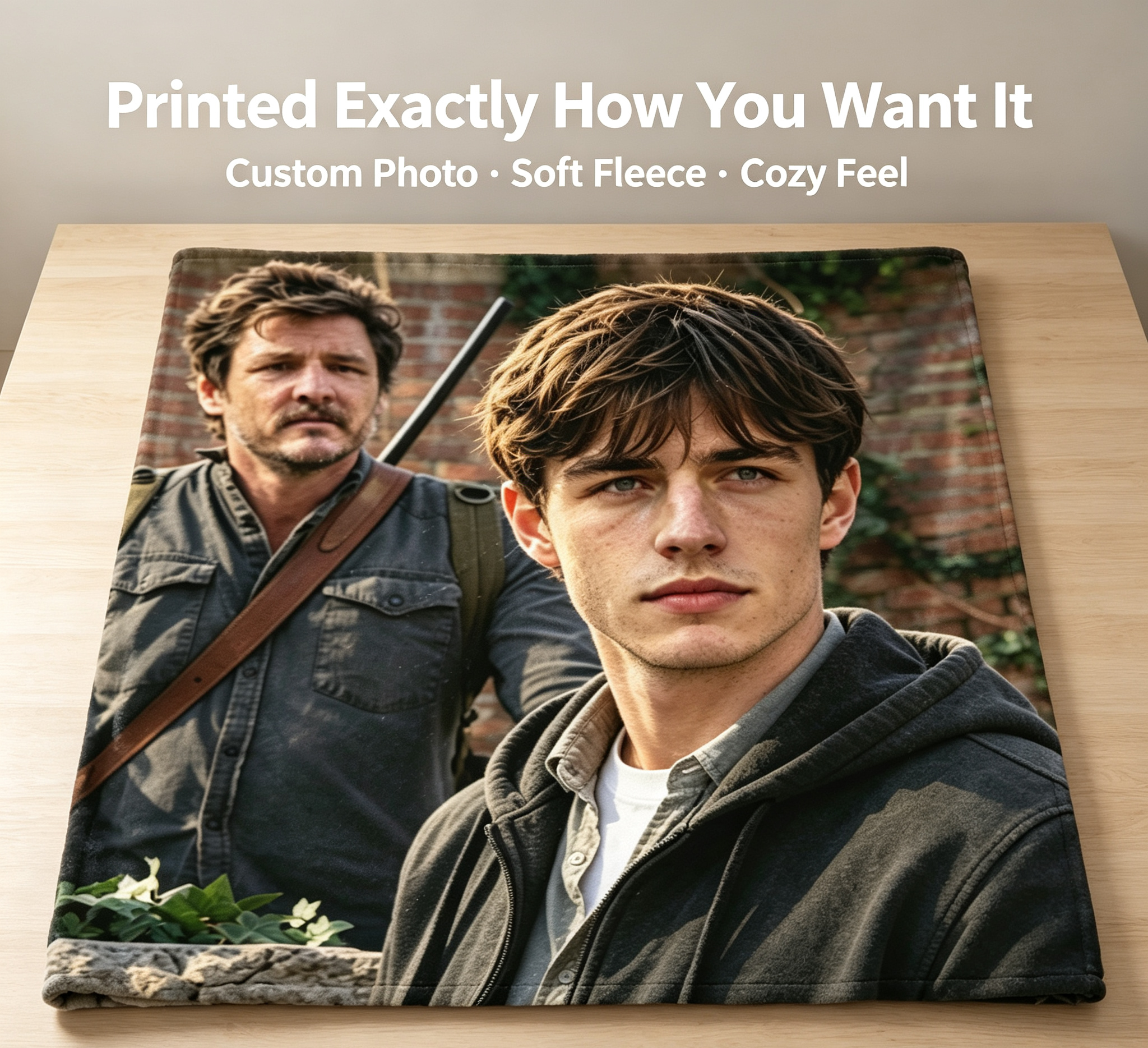 Custom Face Blanket Featuring The Last of Us Character Design Flannel Blanket Perfect for Gaming Fans Cozy Living Room or Bedroom Gift Idea for Video Game Enthusiasts