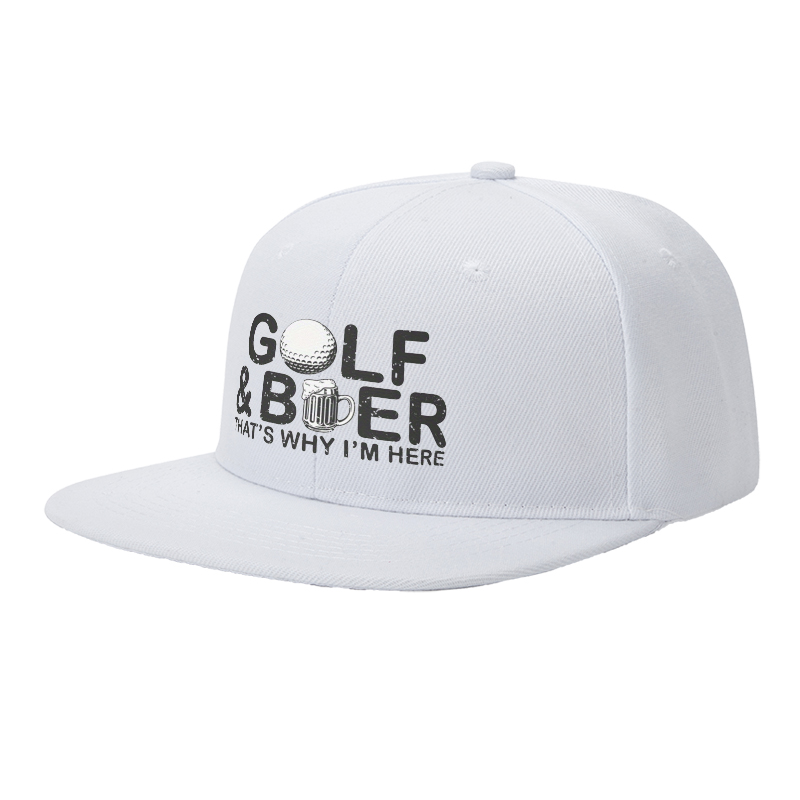 Flat Brim Baseball Cap Golf and Beer That's Why I'm Here Streetwear Underground Skate Style for Basketball Court Street Skate Park Wear by Skaters Rappers Urban Players