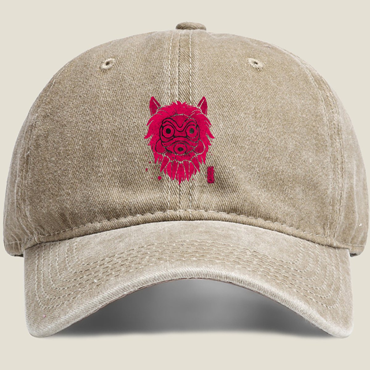 Mokona Clan: Red Lion Mask - Washed Denim - Baseball Cap