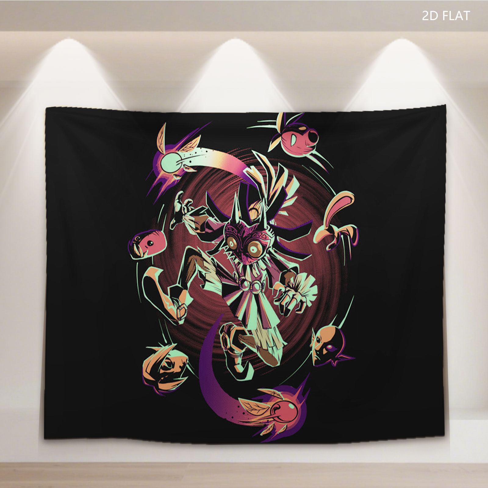 Majora's Mask: Skull Kid and Moon Creatures in Cosmic Dance - Tapestry