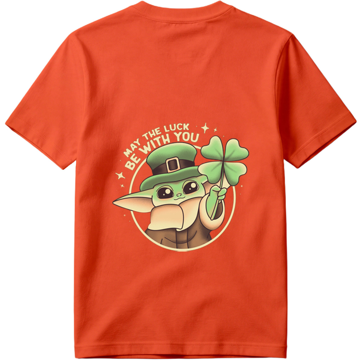 Baby Yoda Wearing Leprechaun Hat Holding Four Leaf Clover with 