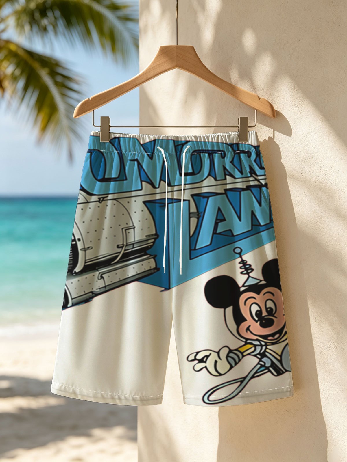 Mickey Mouse in Tomorrowland with Rocket Ship -  Beach shorts