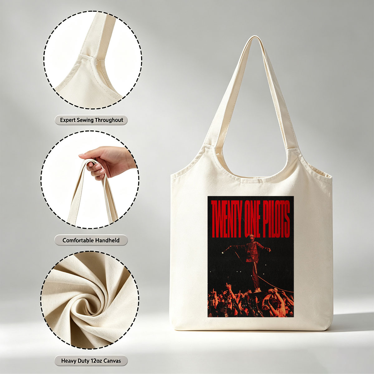 Twenty One Pilots Live Performance on Stage with Crowd in Red Lighting - Canvas shoulder bags/