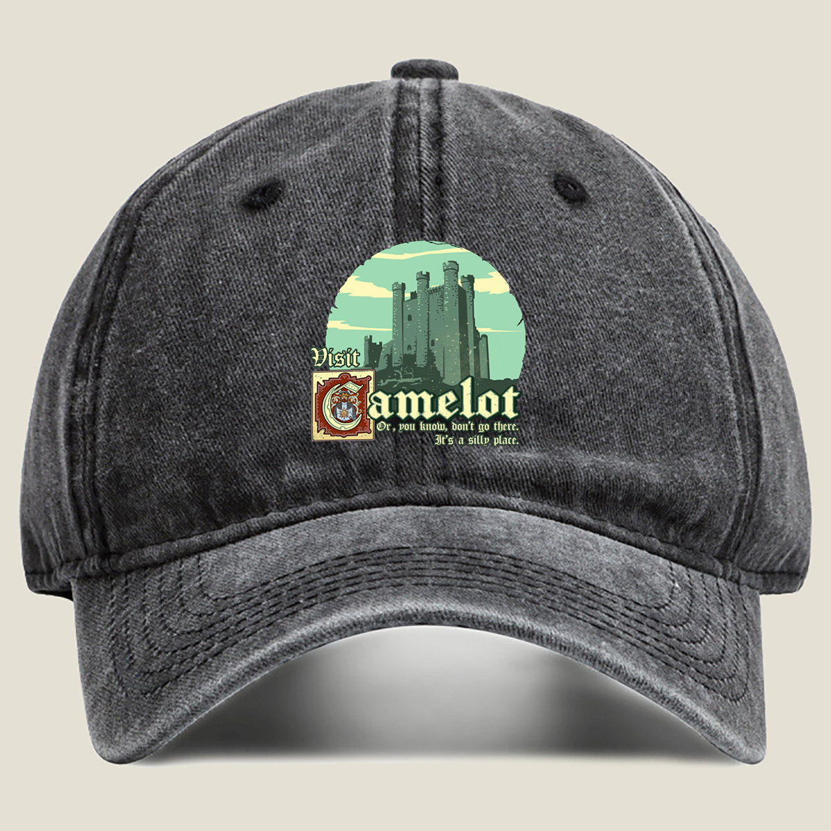 Visit Camelot: A Silly Place - Washed Denim - Baseball Cap