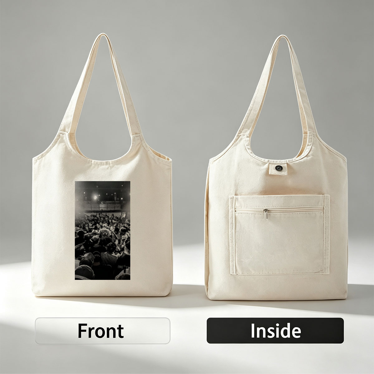 Billie Eilish Live Concert Crowd Shot in Black and White - Canvas shoulder bags/