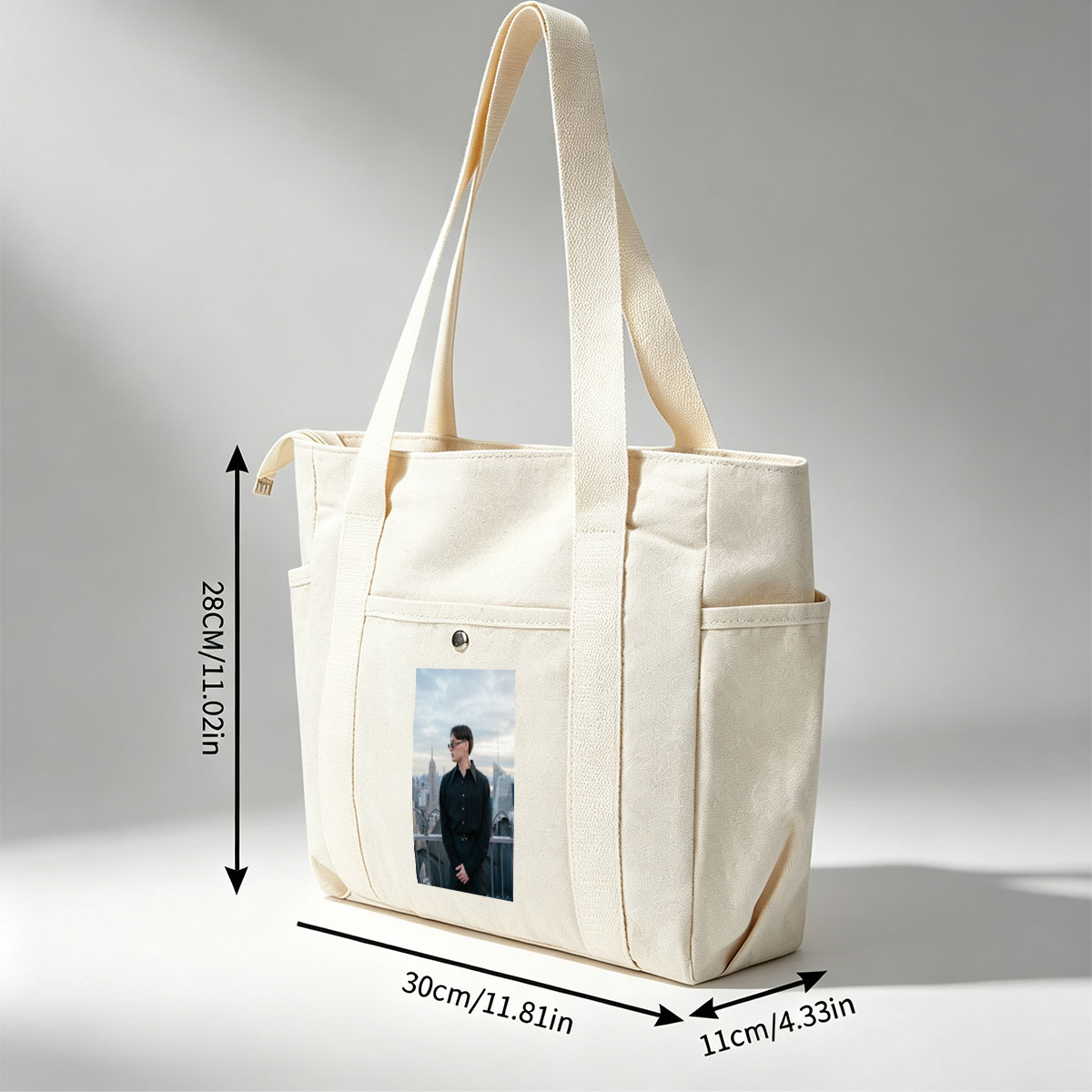 Karl Lagerfeld in New York City Skyline Fashion Portrait - Multi-pocket bags