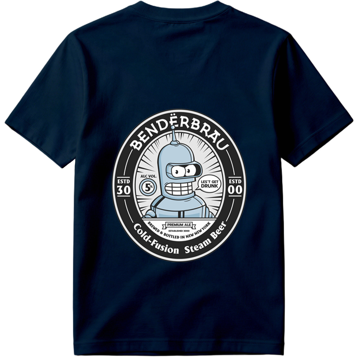 Bender Brau: Cold-Fusion Steam Beer Featuring Bender from Futurama - Tee