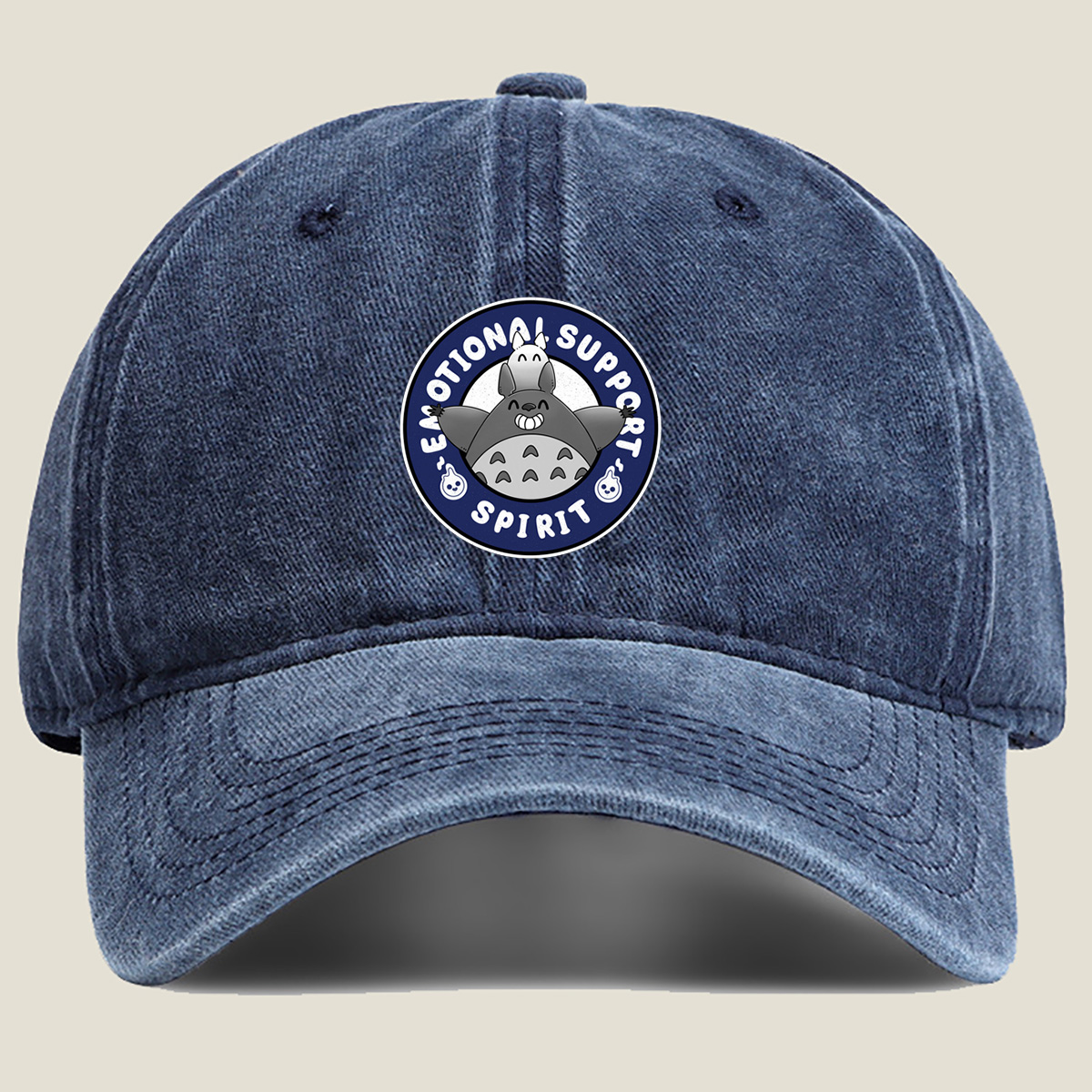 Totoro Emotional Support Spirit - Washed Denim - Baseball Cap