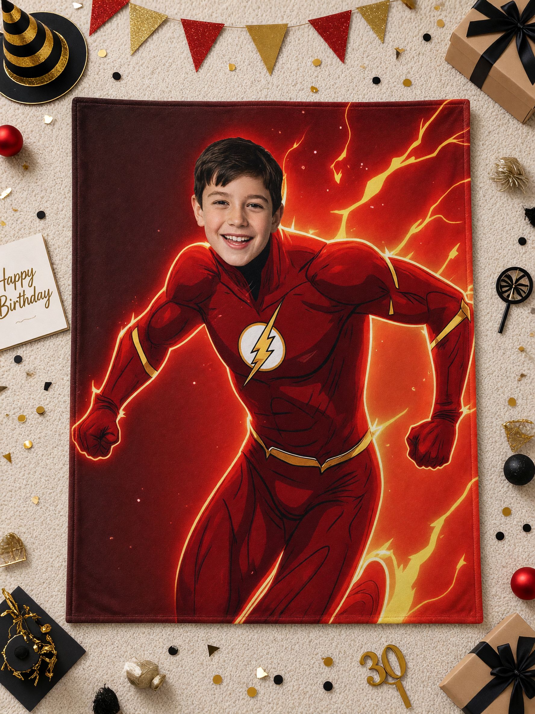 Custom Photo Superhero Blanket Personalized Face Flannel Fleece Throw Soft Anti-Pilling Bed Couch Cover for Kids Gift