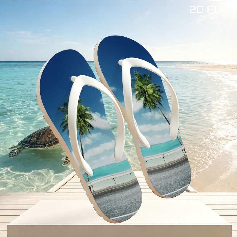 Solo Palm Tree by the Ocean Road -  flip-flops