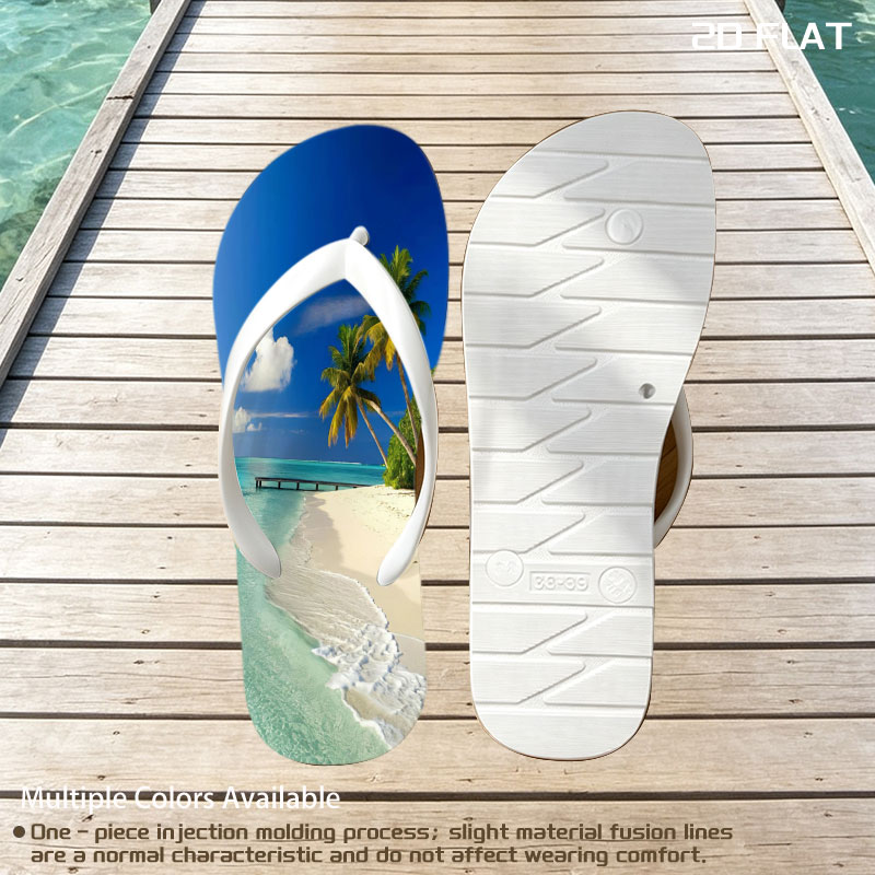 Tropical Beach with Palm Trees and Crystal Clear Water -  flip-flops