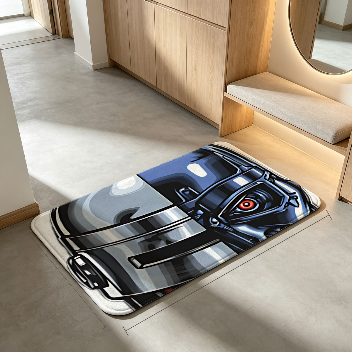 Cyborg Lucky: Half Human, Half Machine - Flannel floor mat