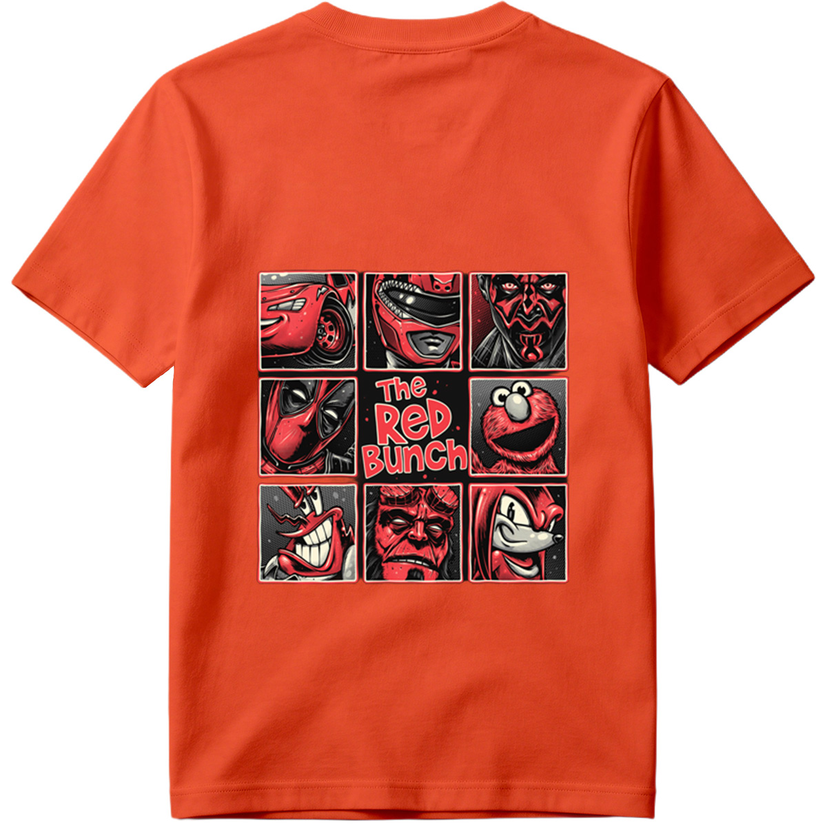 The Red Bunch: Lightning McQueen, Darth Maul, Deadpool, Elmo, Dr. Seuss's The Grinch, Hellboy, and Knuckles - Tee