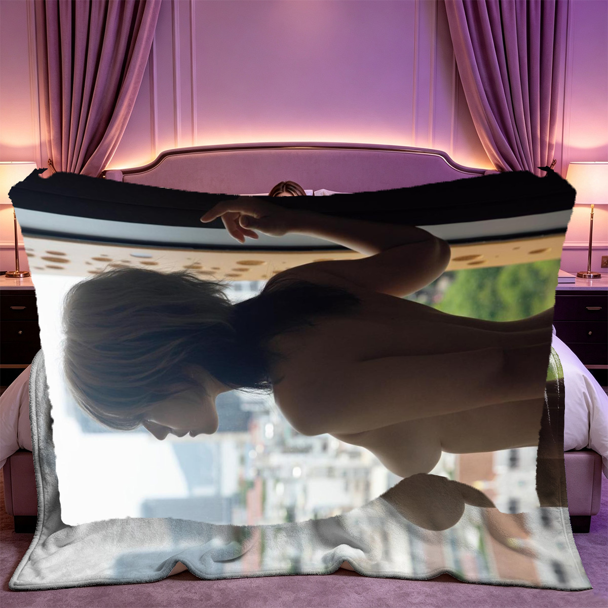 Hello Kitty Lingerie Seduction on Bed - Blanket