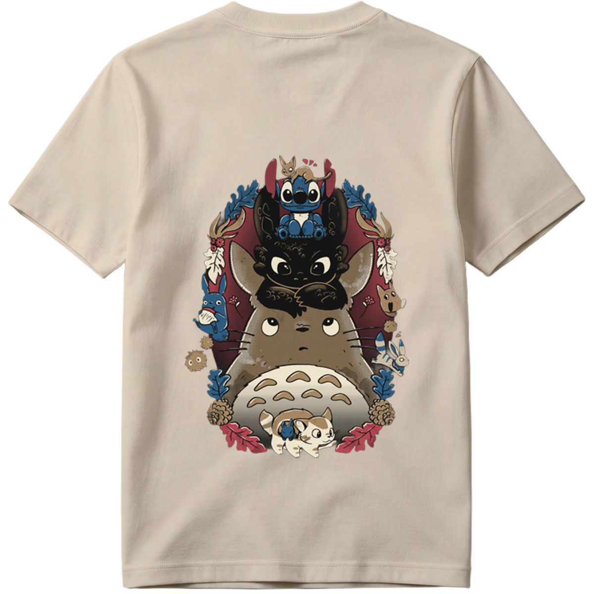 Totoro, Stitch, and Friends: A Whimsical Forest Gathering - Tee