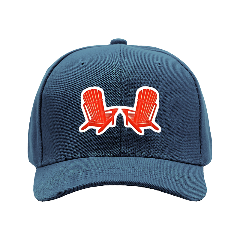 1pc New Baseball Cap with Red Adirondack Chair Print and Text Design Unisex Adjustable Hat for Outdoor Relaxation and Leisure Activities Suitable for Adults Who Love Nature and Casual Style