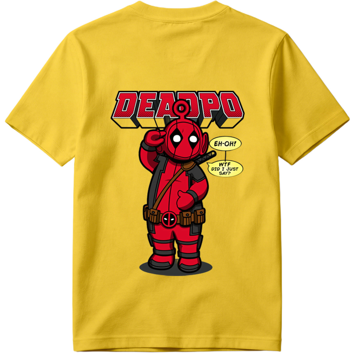 Deadpool Chibi Character with Speech Bubbles - Tee