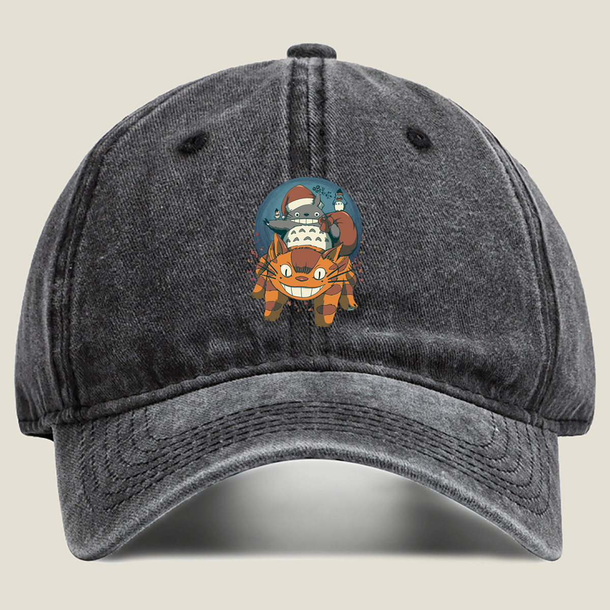 Totoro and Catbus Holiday Adventure - Washed Denim - Baseball Cap