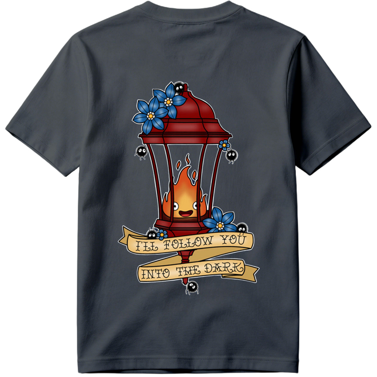Lantern Flame with Blue Flowers and Moths: 