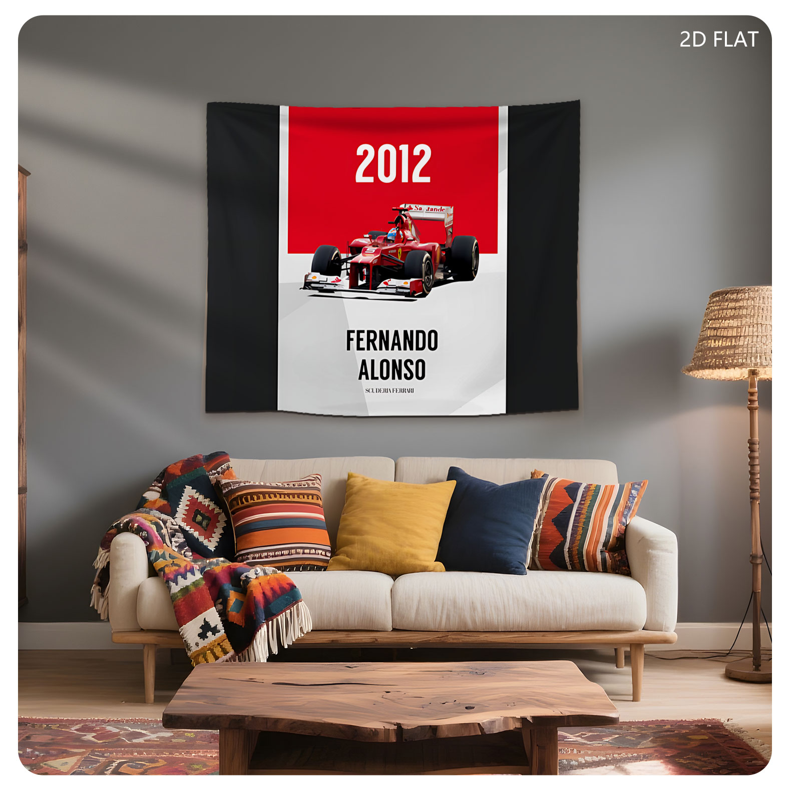Fernando Alonso 2012 Scuderia Ferrari F1 Racing Car - Tapestry