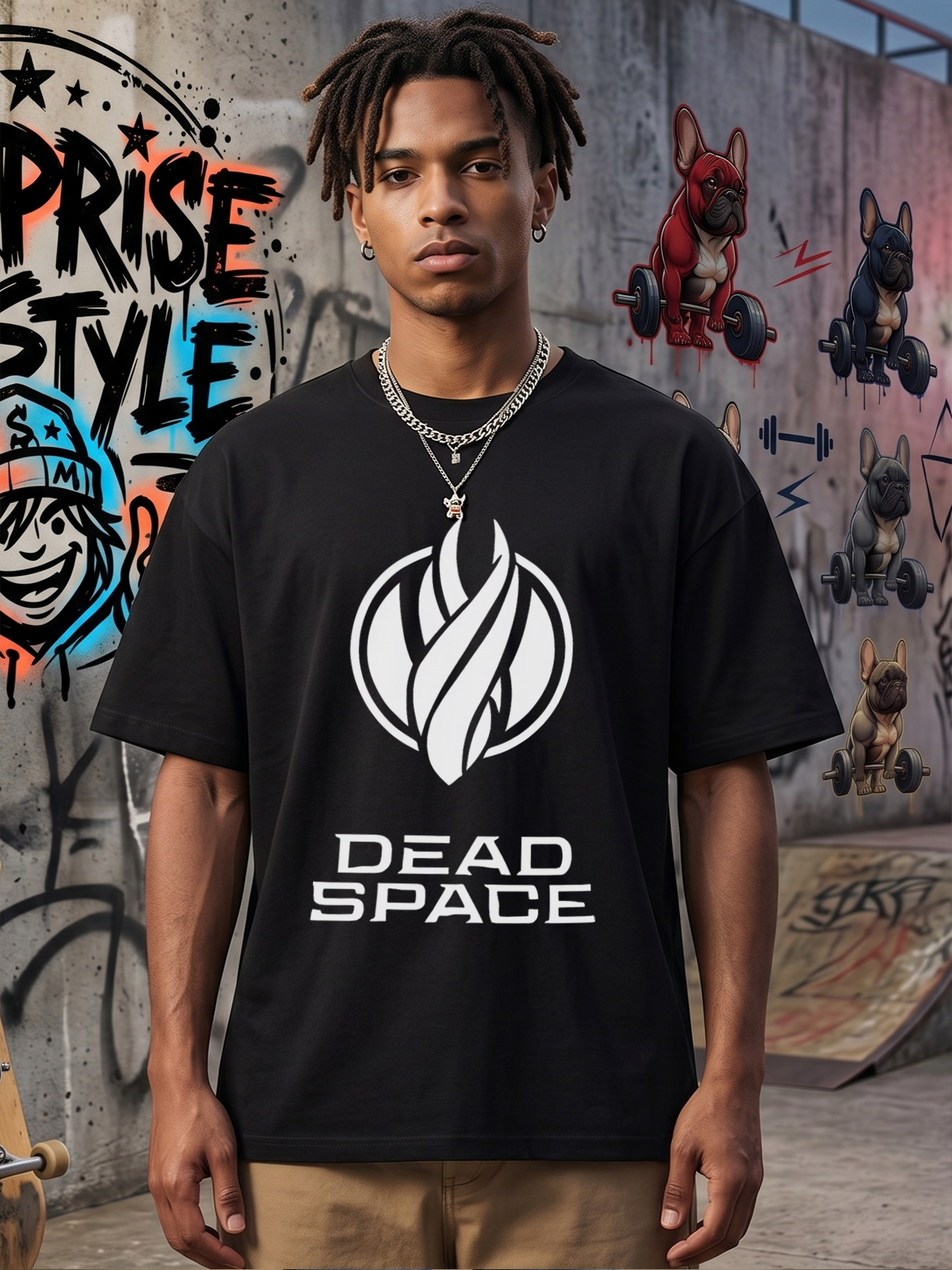 Men's Dead Space Logo Print T-Shirt Flame Symbol Graphic Casual Round Neck Summer Lightweight Breathable Short Sleeve Tee for Gaming Fans and Sci-Fi Enthusiasts