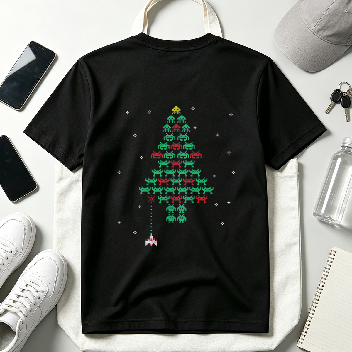 Space Invaders Christmas Tree - Tee