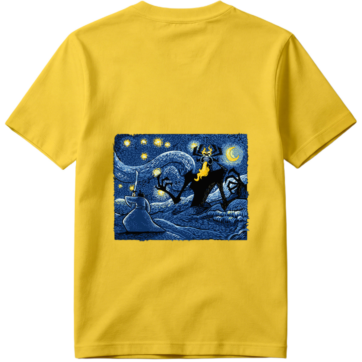 Samurai and Spider Demon in Starry Night - Tee