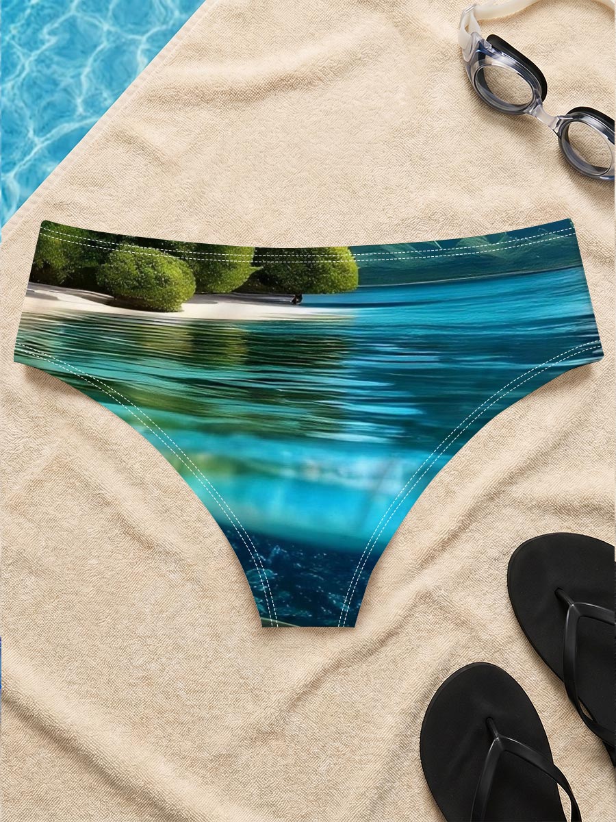 Tropical Paradise with Clear Waters and Coral Reef -  Men's swim trunks