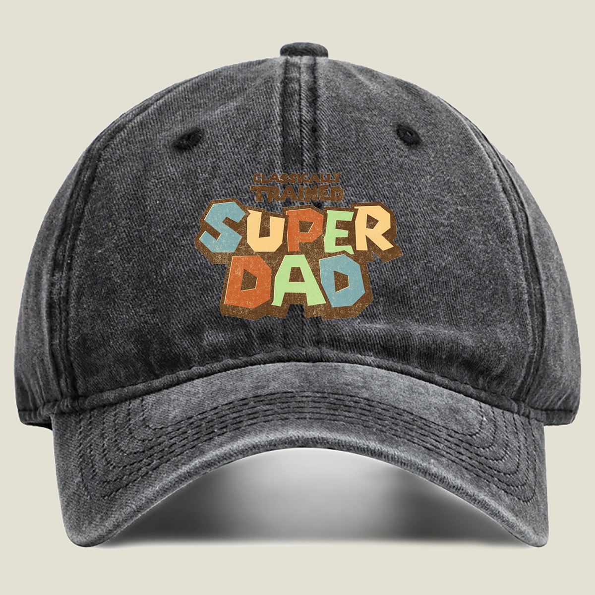 Classically Trained Super Dad - Washed Denim - Baseball Cap