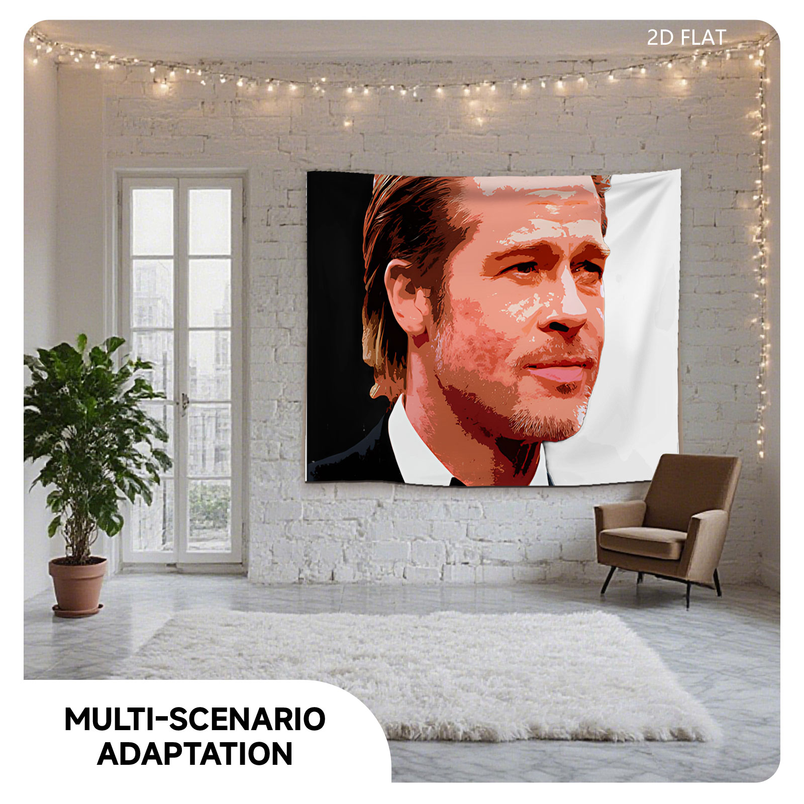 Brad Pitt in a Tuxedo Portrait - Tapestry
